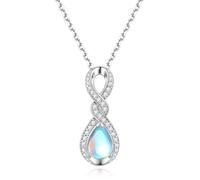 FANCIME Infinity Embrace infinito abbraccio pietra portafortuna collana da donna in argento Sterling con ciondolo in pietra preziosa per compleanno, anniversario, Natale, festa della mamma, gioielli