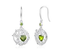 FANCIME Orecchini a forma di albero della vita, in argento Sterling 925, da appendere, con pietre preziose, rotonde, per donne e donne, Argento sterling Oro bianco