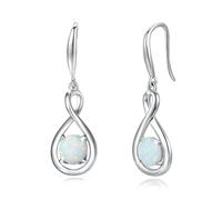 FANCIME Orecchini pendenti in argento Sterling 925, con simbolo dell'infinito, pietra preziosa rotonda, gioielli per compleanno, festa della mamma, regali per lei
