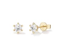FANCIME - Orecchini rotondi con diamante coltivato in laboratorio da 0,22-0,61 carati (colori D-E, purezza VS) placcati in oro in argento Sterling 925, idea regalo per donna