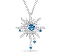 FANCIME Soluna Nexus - Collana da donna con pietra portafortuna, in argento Sterling e luna, con ciondolo a forma di sole, per compleanno, per donne e donne, Argento sterling Oro, Topazio sintetico