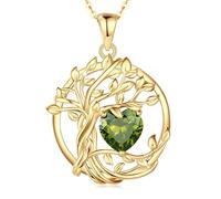 FANCIME Tree of Life - Collana con albero della vita, con pietra portafortuna, in argento Sterling, con ciondolo a forma di pietra portafortuna, per anniversario, compleanno, Natale, per donna, mamma