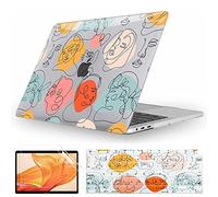 Fancity Custodia compatibile con MacBook Air 13" 2021 2020 2019 2018 Release con Touch ID, A2337 M1 / A2179 / A1932 Air 13 Custodia in plastica rigida con protezione schermo per tastiera, Art Face