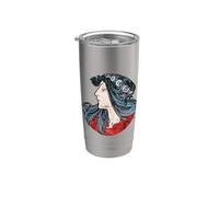Fanciulla dai capelli blu Bicchiere termico in acciaio inox doppia parete