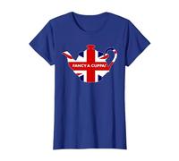 Fancy A Cuppa, Frase Britannica «Would You Like a Cup of Tea»? Maglietta, Donna, Blu Reale, M