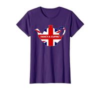 Fancy A Cuppa, Frase Britannica «Would You Like a Cup of Tea»? Maglietta, Donna, Viola, M