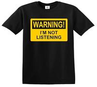 Fancy A Snuggle - Maglietta per bambini con scritta "Warning I'm Not Listening", T-shirt Nera Stampa Bianca, 12-14 Anni