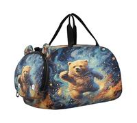 Fancy Blue Moon Bear Borsa Sportiva da Nuoto e Palestra con Scomparto per Scarpe Borsa da Viaggio per Il Fine Settimana Borsone per Ragazzi