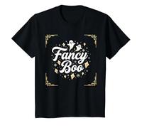 Fancy Boo: Boo-JEE Halloween Ghost Art per Uno Stile spettrale Maglietta, Bambini, Nero, 4 Anni