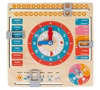 FANCY Calendario Orologio Legno Bambini Inglese - Giochi per Imparare L’Inglese, l'orario, la Data, i Giorni della Settimana, i Mesi, Le Stagioni e Il Tempo atmosferico