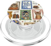 Fancy Cat and Dog Portraits Vintage Style Book Lover PopSockets PopGrip per MagSafe