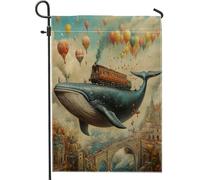 Fancy Christmas Whale Bandiera Da Giardino Stagionale Bandiera Da Cortile Divertenti Bandiere Per Soggiorno Patio Camera Da Letto 30X45Cm
