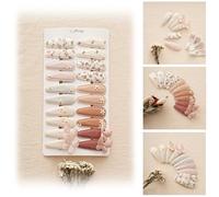 Fancy Clouds Confezione da 20 fermagli per capelli per bambine e bambine, in tessuto neutro, con ricamo a margherita e farfalla, accessori per capelli fatti a mano, per età scolare, regali per bambini