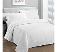 Fancy Collection, Copriletto di lusso in rilievo, colore bianco tinta unita, dimensioni: 299,7 x 269,2 cm, king/California King size