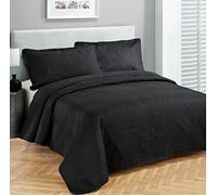 Fancy Collection, Copriletto di lusso in rilievo, colore nero, per letto king size/California king, 299,7 x 269,2 cm