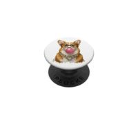 Fancy Corgi Blowing Bubble Gum Collana Occhiali Dog Art PopSockets PopGrip Adesivo