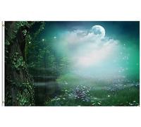 Fancy Enchanting Fairy Wood Misty Night Full Moon Flower Flowers Meadow Bandiera Vacanza 90X150Cm Appendere Bandiere Da Cortile Stagionale Bandiera Da Cortile Per Spiaggia Fattoria Casa
