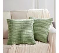 Fancy Homi Confezione da 2 federe decorative per cuscini, 45 x 45 cm, per soggiorno, divano, letto, divano, in velluto a coste, 45 x 45 cm, decorazione rustica per la casa