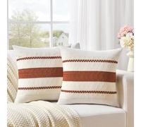 Fancy Homi Set di 2 federe decorative per cuscini in stile bohémien, 40,6 x 40,6 cm, per divano, letto, divano, estetico, moderno, biologico, decorazione per la stanza, in morbido cotone terracotta,