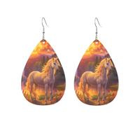 Fancy Horse Sea In Tree At Sunset Orecchini In Pelle A Forma Di Goccia Eleganti Orecchini Da Donna Innovativi Ciondolo Con Pendente A Goccia Per Balli Matrimoni Accessori