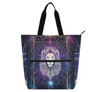 Fancy Leo - Borsa tote per bambini, per bambini, studenti, adulti, gotica, grande, con tasche con cerniera, per scuola, shopping, generi alimentari, materiale scolastico arcobaleno
