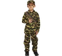 Fancy Me - Costume Déguisement Soldat Militaire Camouflage Pour Garcon - Vert, 7-9 ans
