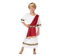 Fancy Me Ragazze o Ragazzi Bianco Rosso Toga Romana Scuola Costume Travestimento 3-8 Years