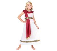 Fancy Me Ragazze o Ragazzi Bianco Rosso Toga Romana Scuola Costume Travestimento 3-8 Years
