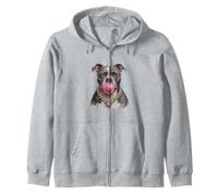 Fancy Pit Bull Blowing Bubble Gum Collana Occhiali Dog Art Felpa con Cappuccio