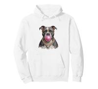 Fancy Pit Bull Blowing Bubble Gum Collana Occhiali Dog Art Felpa con Cappuccio