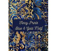 Fancy Prints in Blue & Gold Motif Scrap Book Paper Pad 11"x 8.6" Double Sided 11 Patterns Floral