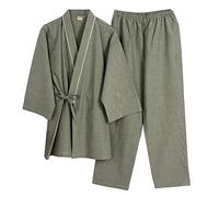 Fancy Pumpkin Camicia da Uomo Marrone Chiaro Giapponese Vestaglia Camicia da Notte Kimono Pigiama [Taglia L]