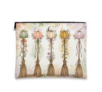 Fancy Pumpkins Witchy - Beauty case per l'autunno, 17,8 x 22,9 cm | Fantasiosa estetica strega, borsa cosmetica, motivi luna celeste, arte rustica, tema autunnale del raccolto