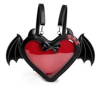 fancybag Zaino da donna in stile gotico a forma di cuore con ali di pipistrello, con finestra trasparente, 3 modi, convertibile, accessorio Kawaii gotico