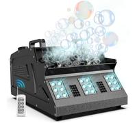 Fancybling Macchina per nebbia da 2000 W, 3 in 1 con 2 ventole a bolle, 18 luci LED RGB a bolle di fumo, macchina per nebbia tutto in uno, macchina per bolle per Halloween, Natale, feste, matrimoni