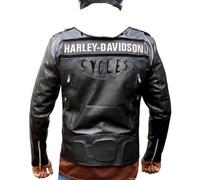 Fancyd HD Cafe Racer - Giacca da motociclista da uomo, in vera pelle di pecora, con cappuccio rimovibile, alla moda, Nero - Stile Harley, L