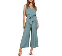 FANCYINN Set di Pantaloni Corti a Gamba Larga 2 Pezzi da Donna Pantaloni a Sacchetto di Carta ritagliati a Vita Alta con Scollo a V e Cinturino Largo con Cintura Top e Pantaloni Blu foschia L