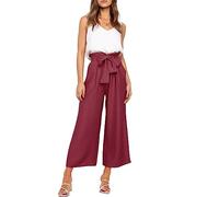 FANCYINN Set di Pantaloni Corti a Gamba Larga 2 Pezzi da Donna Pantaloni a Sacchetto di Carta ritagliati a Vita Alta con Scollo a V e Cinturino Largo con Cintura