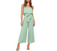 FANCYINN Set di Pantaloni Corti a Gamba Larga 2 Pezzi da Donna Pantaloni a Sacchetto di Carta ritagliati a Vita Alta con Scollo a V e Cinturino Largo con Cintura