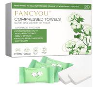 Fancyou Asciugamani Compressi Monouso Grande Viaggio,Salviette Compresse Monouso Addensato Confezionati Individualmente,Asciugamano Compresso Portatili Per Il Viso per Andare In Vacanza(20 Pz Verde)