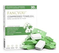 fancyou Asciugamani Compressi Monouso Grande Viaggio,Salviette Compresse Monouso Addensato Confezionati Individualmente,Asciugamano Compresso Portatili Per Il Viso per Andare In Vacanza(20 Pz Verde)