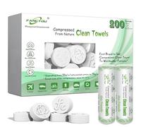 Fancyou Asciugamani Compressi Monouso, Salviette Compresse Addensato, Morbidi Compressed Towels Cotone Salviette Struccanti,Asciugamano Compresso per Viaggio Hotel Salone di Bellezza(200 Pz Verde)