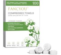 Fancyou Asciugamani Compressi Monouso, Salviette Compresse Addensato, Morbidi Compressed Towels Cotone Salviette Struccanti,Asciugamano Compresso per Viaggio Hotel Salone di Bellezza(100 Pz Verde)