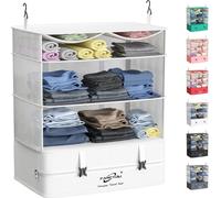 Fancyou Cubi da Appendere per Borse Organizer per Valigie, Armadio Portatile del Tessuto di Nylon Migliorato 44 * 30 * 65cm, Imballaggio di Compressione e Disimballaggio in un Passo (Bianco)