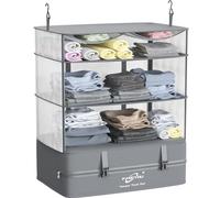 Fancyou Cubi da Appendere per Borse Organizer per Valigie, Armadio Portatile del Tessuto di Nylon Migliorato 44 * 30 * 65cm, Imballaggio di Compressione e Disimballaggio in un Passo (Grigio)