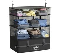 Fancyou Cubi da Appendere per Borse Organizer per Valigie, Armadio Portatile del Tessuto di Nylon Migliorato 44 * 30 * 65cm, Imballaggio di Compressione e Disimballaggio in un Passo (Nero)
