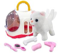 Fancysky Cane Giocattolo Elettronico, Cane che Abbaia e Cammina, Cagnolino Bambini 3 Anni, Cagnolino Interattivo, Giocattolo Peluche Animale (Gattino)