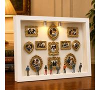 Fancysky DIY Mini Museum, Micro Museo con 11 Mini Cornici Museo Dorate | Scatola Portaoggetti con Figure in Miniatura, Regalo per San Valentino, Matrimonio e Anniversario
