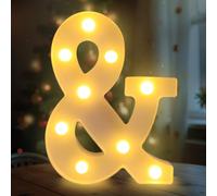 Fancysky Lettere LED da 22 cm, Lettere Luminose Led, Adatte per Proposte di Matrimonio, Festival, Feste e altri Eventi per Creare un'atmosfera Romantica e Accogliente (&)