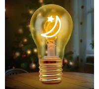 Fancysky Vintage Amore Lampada da Tavolo a Forma di Lampadina Regolabile,Lampadina Senza Fili USB da Tavolo,Lampada da Comodino,Adatta come Regalo, Decorazione per Feste (Luna)